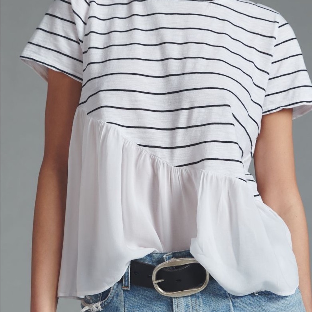 Anthropologie T.La Striped Tee in Black and White - Picture 4 of 9